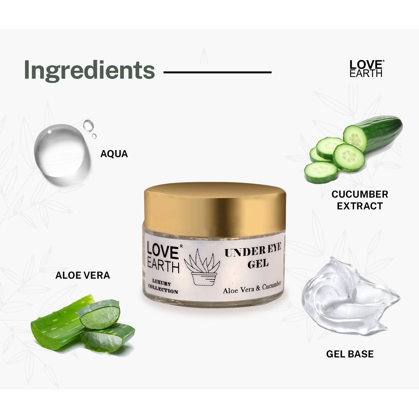 Love Earth Organic Under Eye Gel with Aloe Vera & Cucumber Reduces Dark Circles Puffiness and Fine Lines