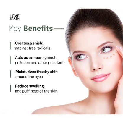 Love Earth Organic Under Eye Gel with Aloe Vera & Cucumber Reduces Dark Circles Puffiness and Fine Lines