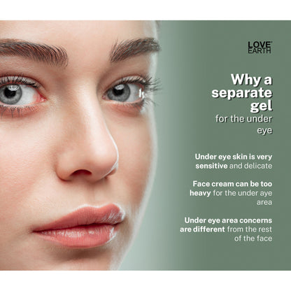 Love Earth Organic Under Eye Gel with Aloe Vera & Cucumber Reduces Dark Circles Puffiness and Fine Lines