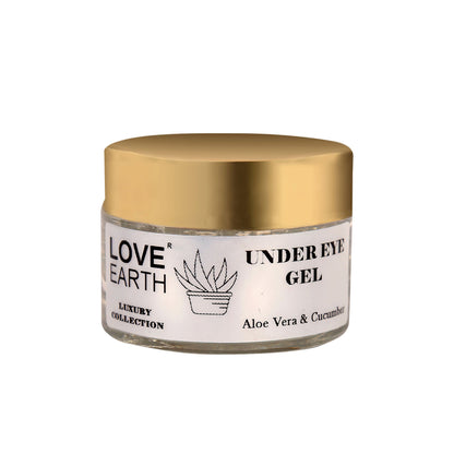 Love Earth Organic Under Eye Gel with Aloe Vera & Cucumber Reduces Dark Circles Puffiness and Fine Lines