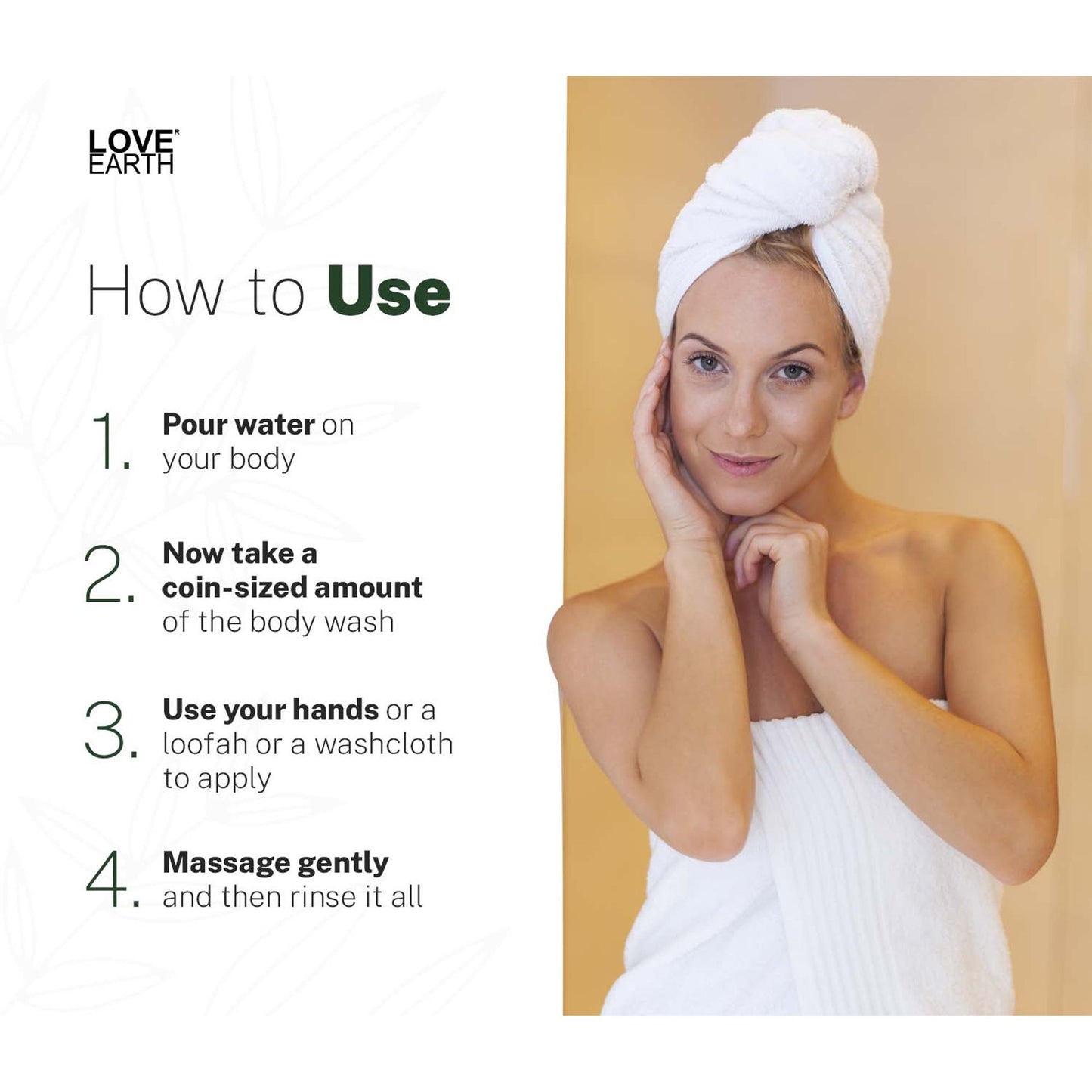 Love Earth Body Wash Jasmine Green Tea and Charcoal with Aloe Vera & Tea Tree for Acne & Pimples