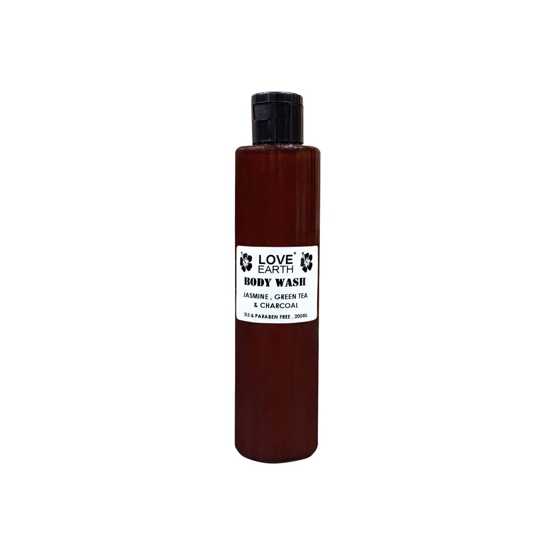 Love Earth Body Wash Jasmine Green Tea and Charcoal with Aloe Vera & Tea Tree for Acne & Pimples