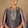 Indyancart IE Floral Embroidered Embellished Notch Neck Straight Kurta with Trouser And Dupatta