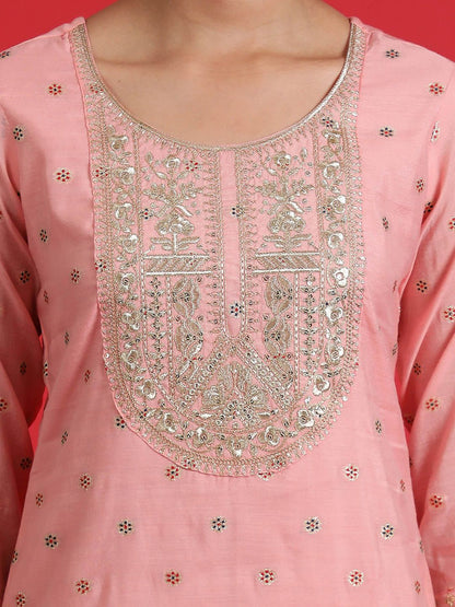 Dhiyona IE Ethnic Motifs Embroidered Sequinned Kurta With Trousers & Dupatta