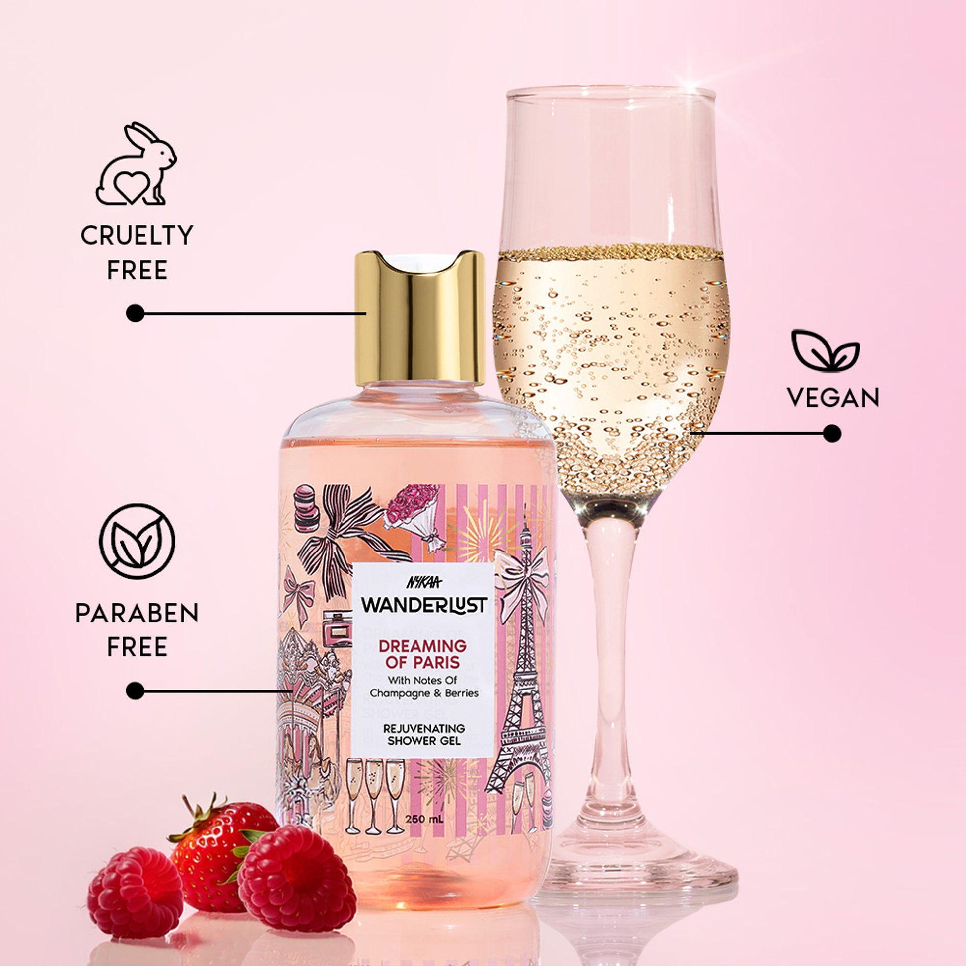 Nykaa Wanderlust Perfume Shower Gel - Hydrating, Brightening & Cleansing - Dreaming-of-Paris