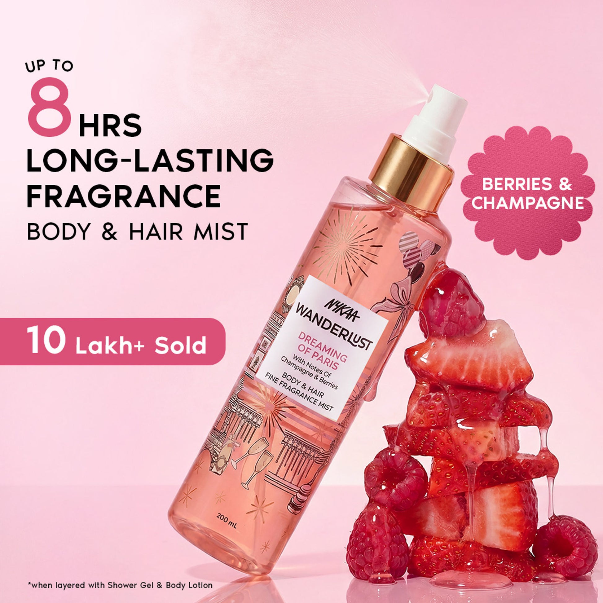 Nykaa Wanderlust 2-in-1 Body & Hair Perfume Mist Long Lasting Fragrance - Upto 8 hours - Dreaming-of-Paris