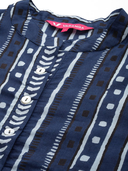 Indyancart VA Women's Printed Regular Pure Cotton Kurta with Trousers