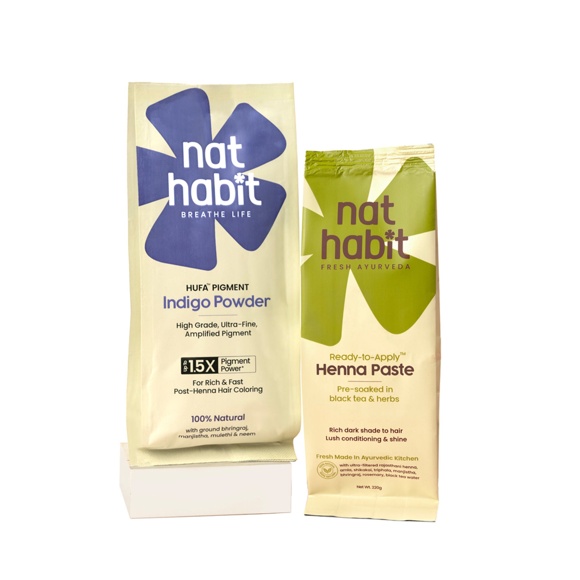 Nat Habit Hufa Pigment Indigo Powder & Ready-To-Apply Henna Paste