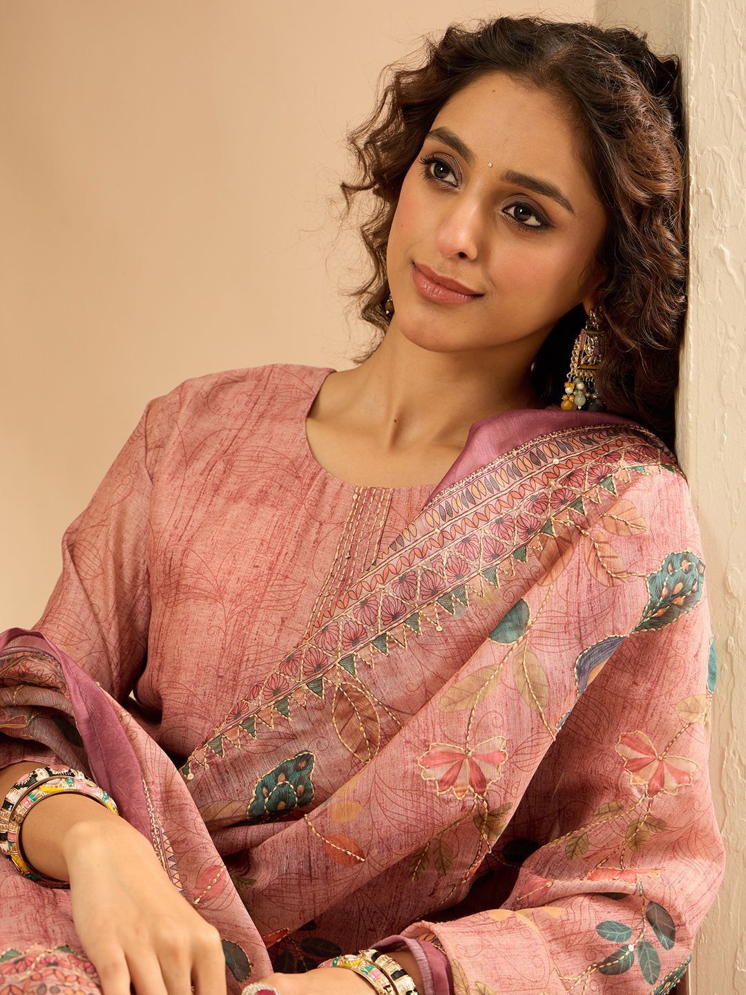 Indyancart IE Women Embroidered Kurta with Trousers & Dupatta