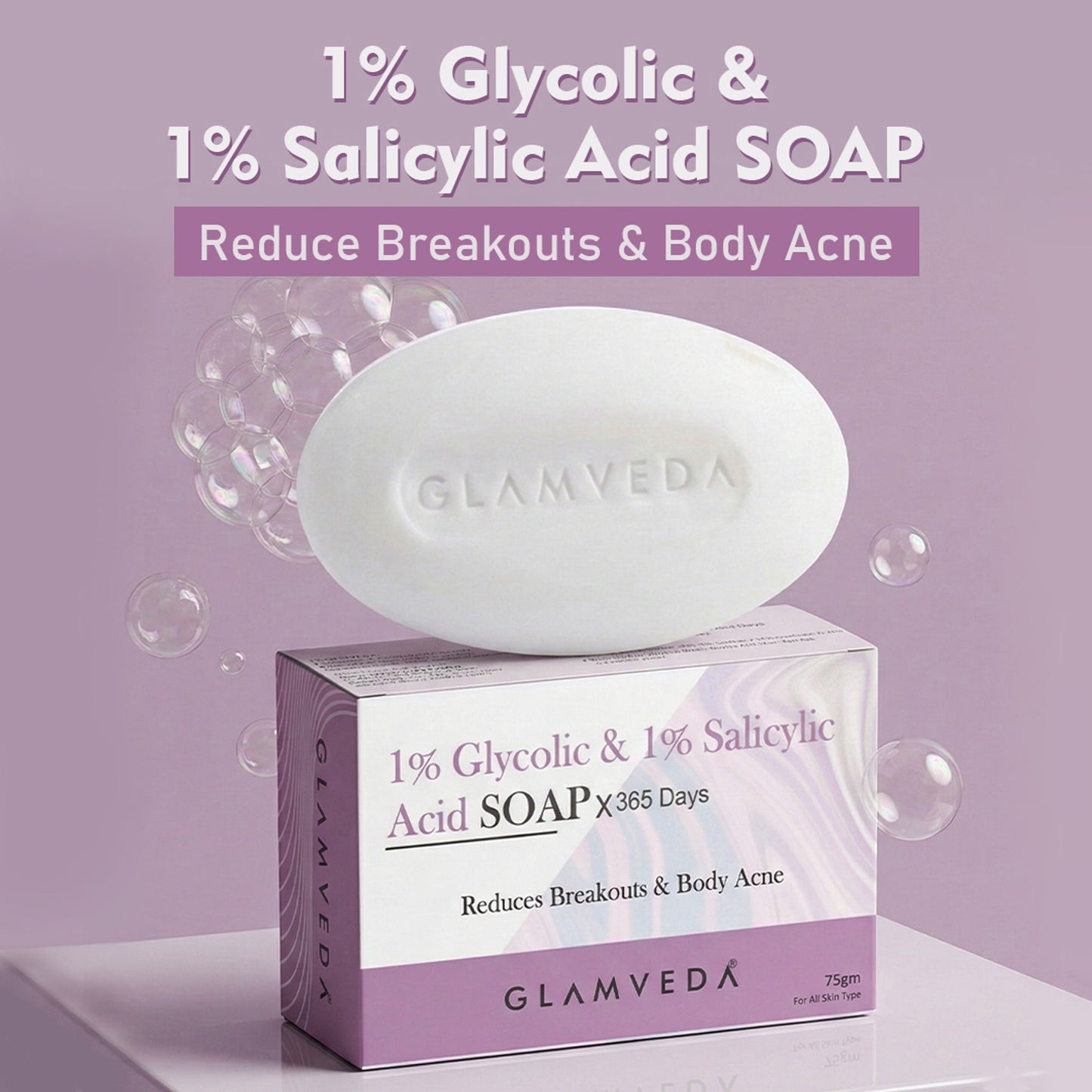 Glamveda 1% Glycolic Acid & 1% Salicylic Acid Body Acne Soap