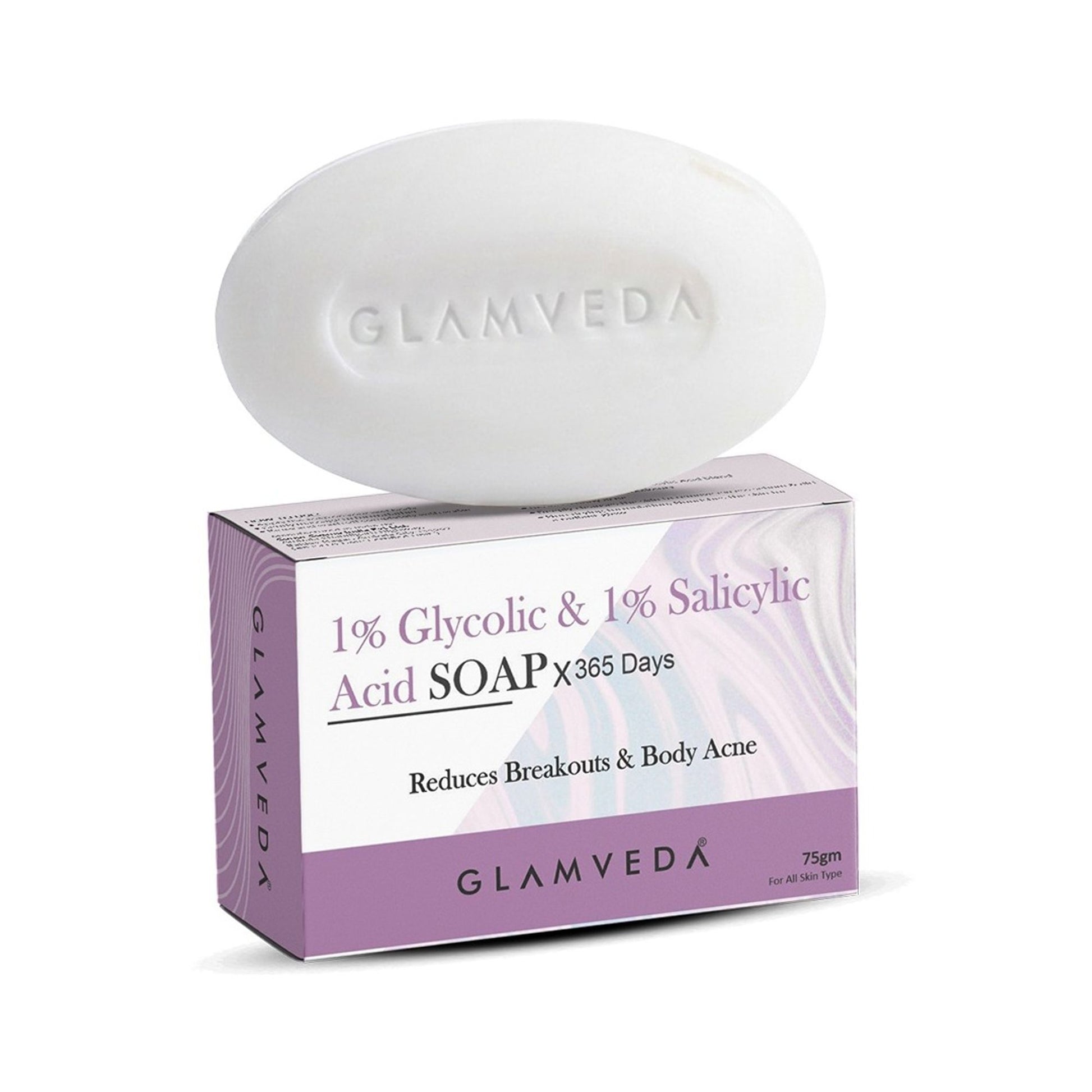Glamveda 1% Glycolic Acid & 1% Salicylic Acid Body Acne Soap