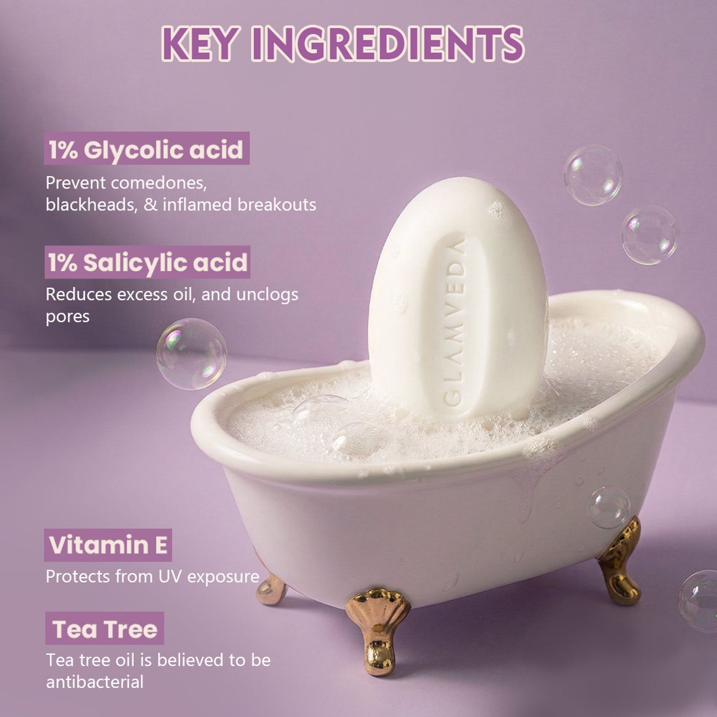 Glamveda 1% Glycolic Acid & 1% Salicylic Acid Body Acne Soap - Pack Of 2