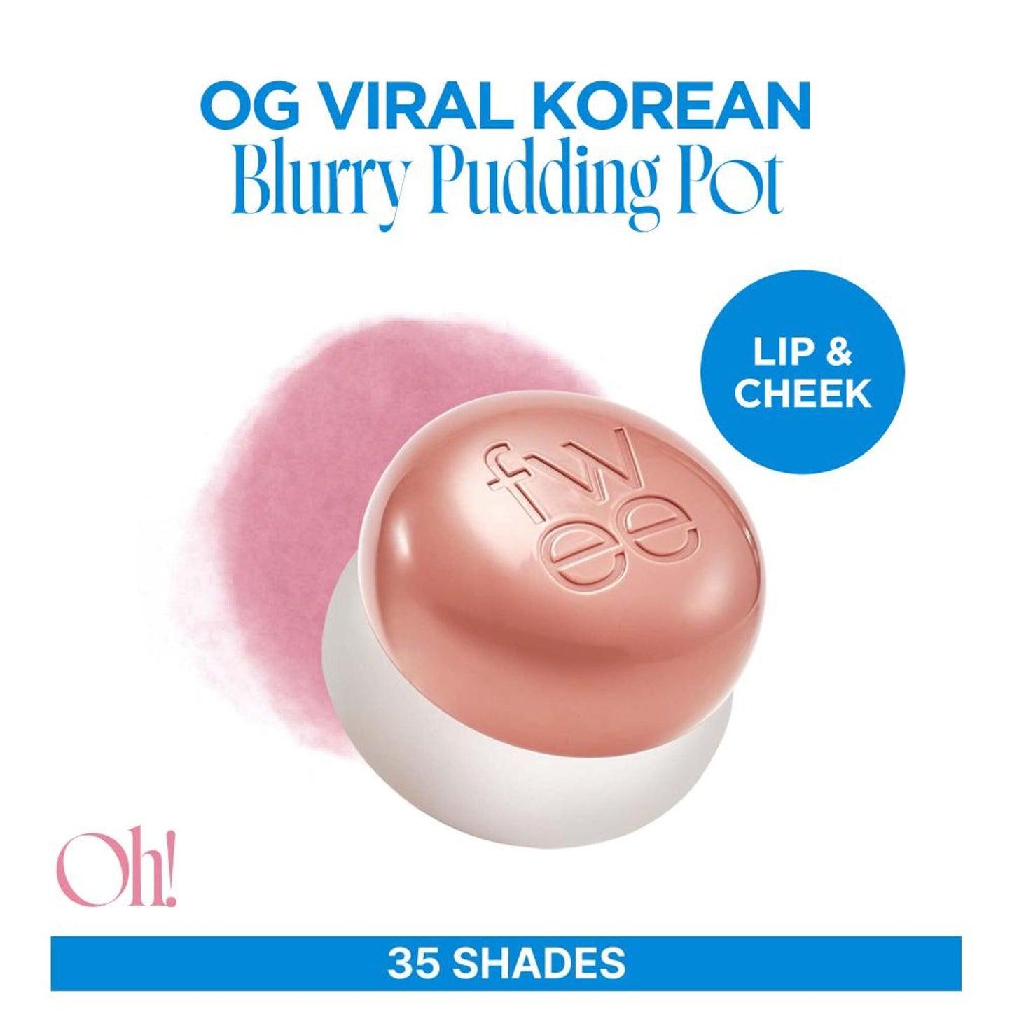 fwee Lip&Cheek Blurry Pudding Pot - Viral Korean Airbrushed Lip & Cheek Tint - Oh!