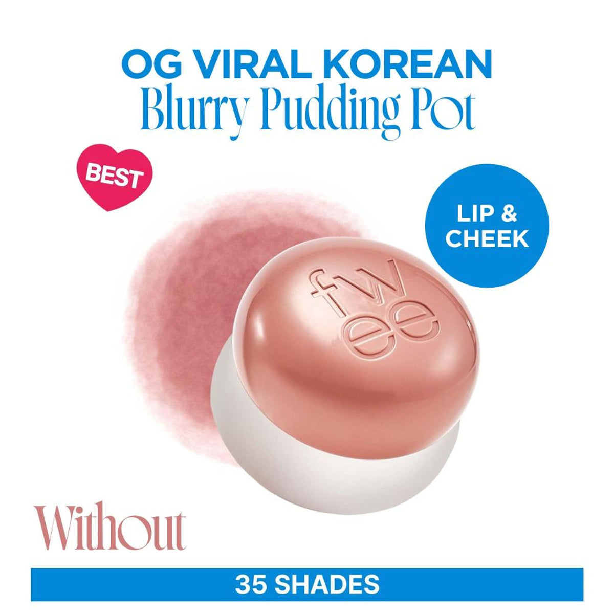fwee Lip&Cheek Blurry Pudding Pot featuring viral Korean airbrushed lip and cheek tint with soft, blendable color application