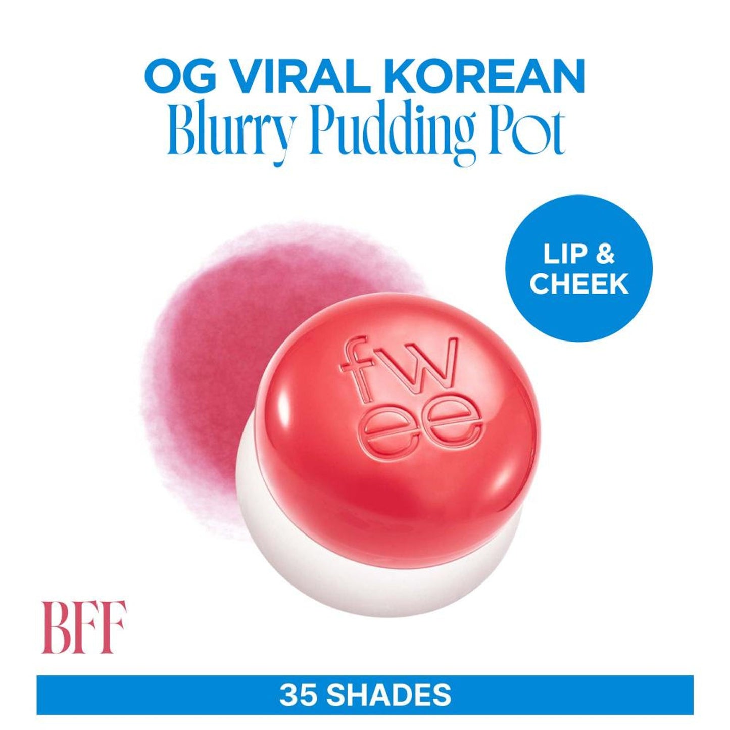 fwee Lip&Cheek Blurry Pudding Pot - Viral Korean Airbrushed Lip & Cheek Tint - Bff