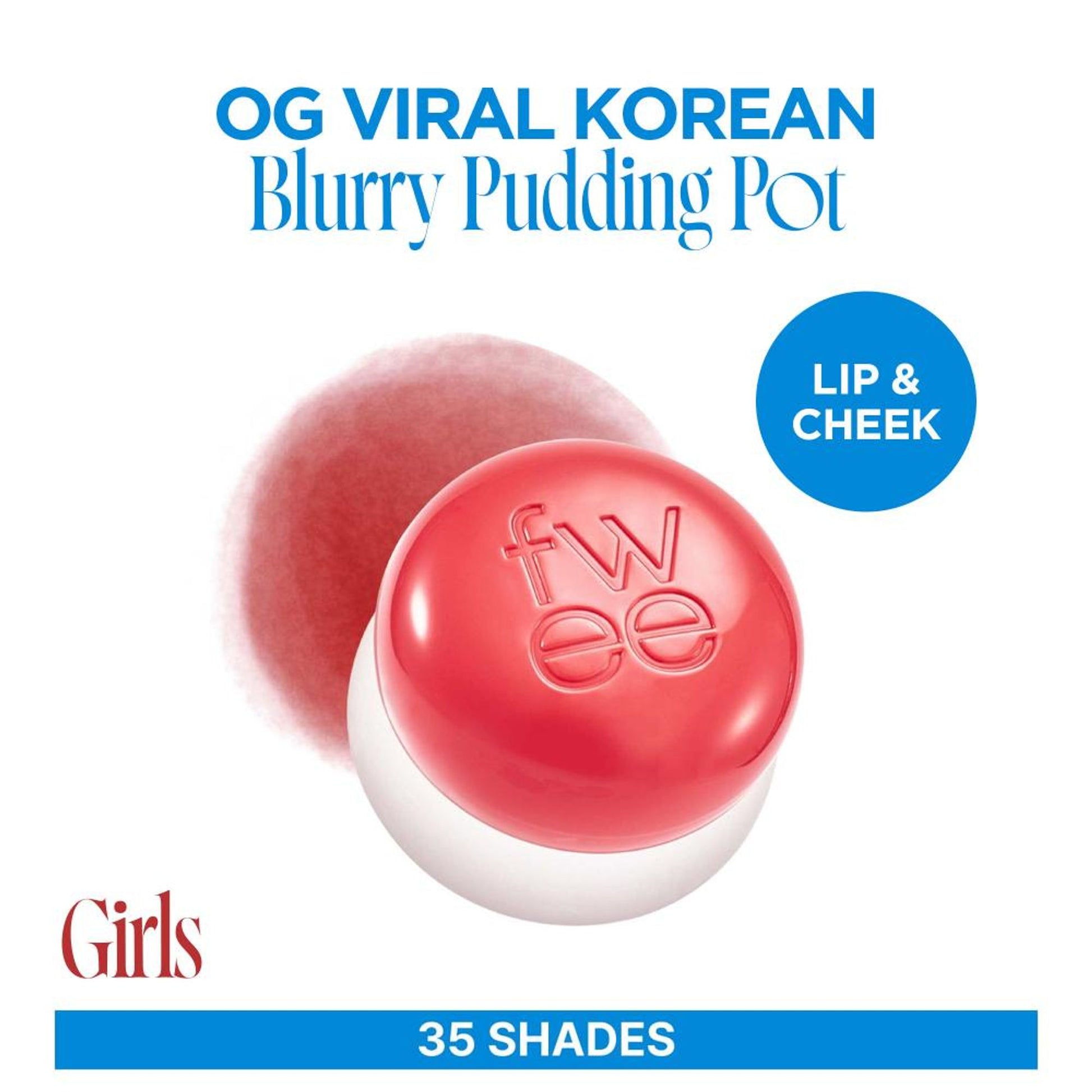fwee Lip&Cheek Blurry Pudding Pot - Viral Korean Airbrushed Lip & Cheek Tint - Girls