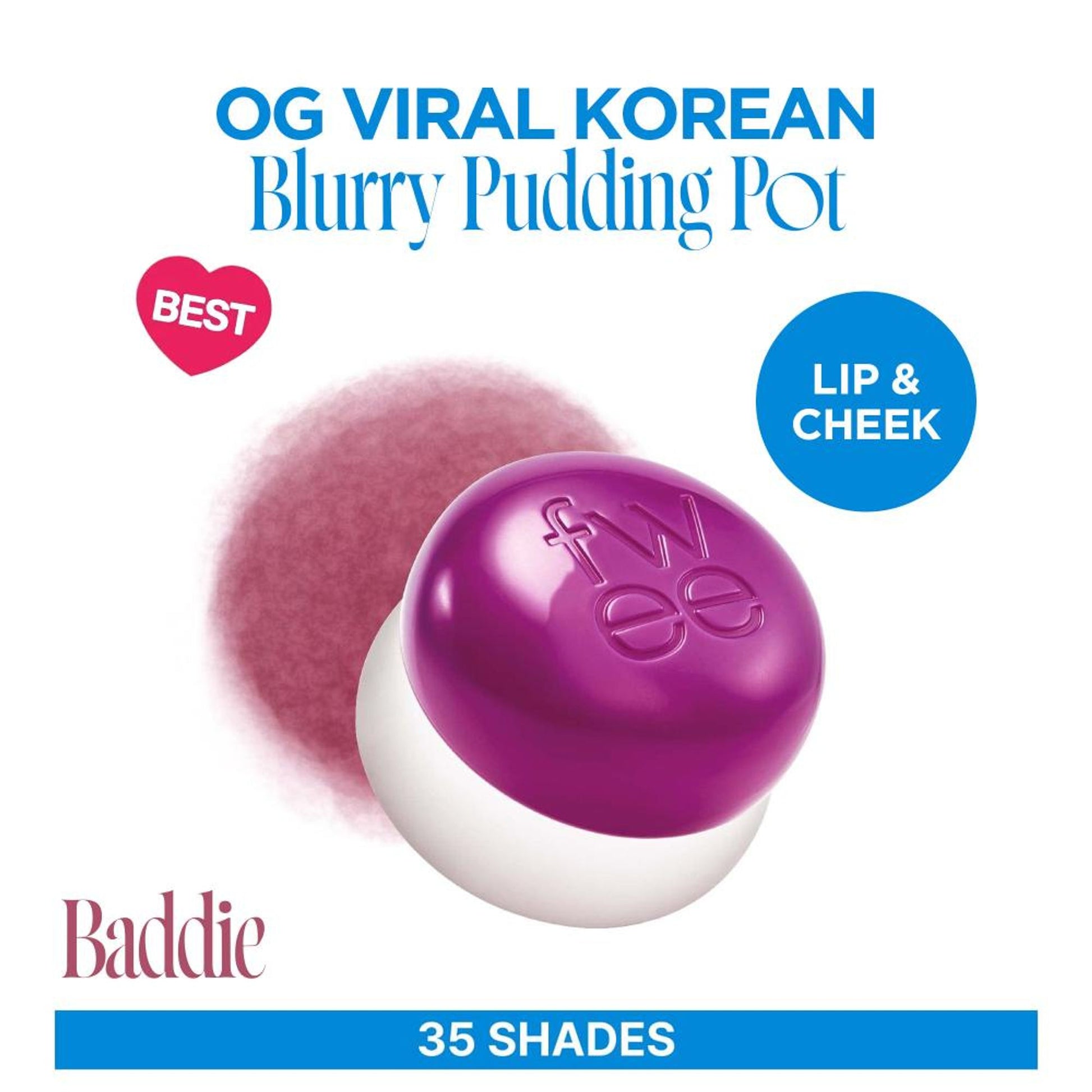 fwee Lip&Cheek Blurry Pudding Pot - Viral Korean Airbrushed Lip & Cheek Tint - Baddie