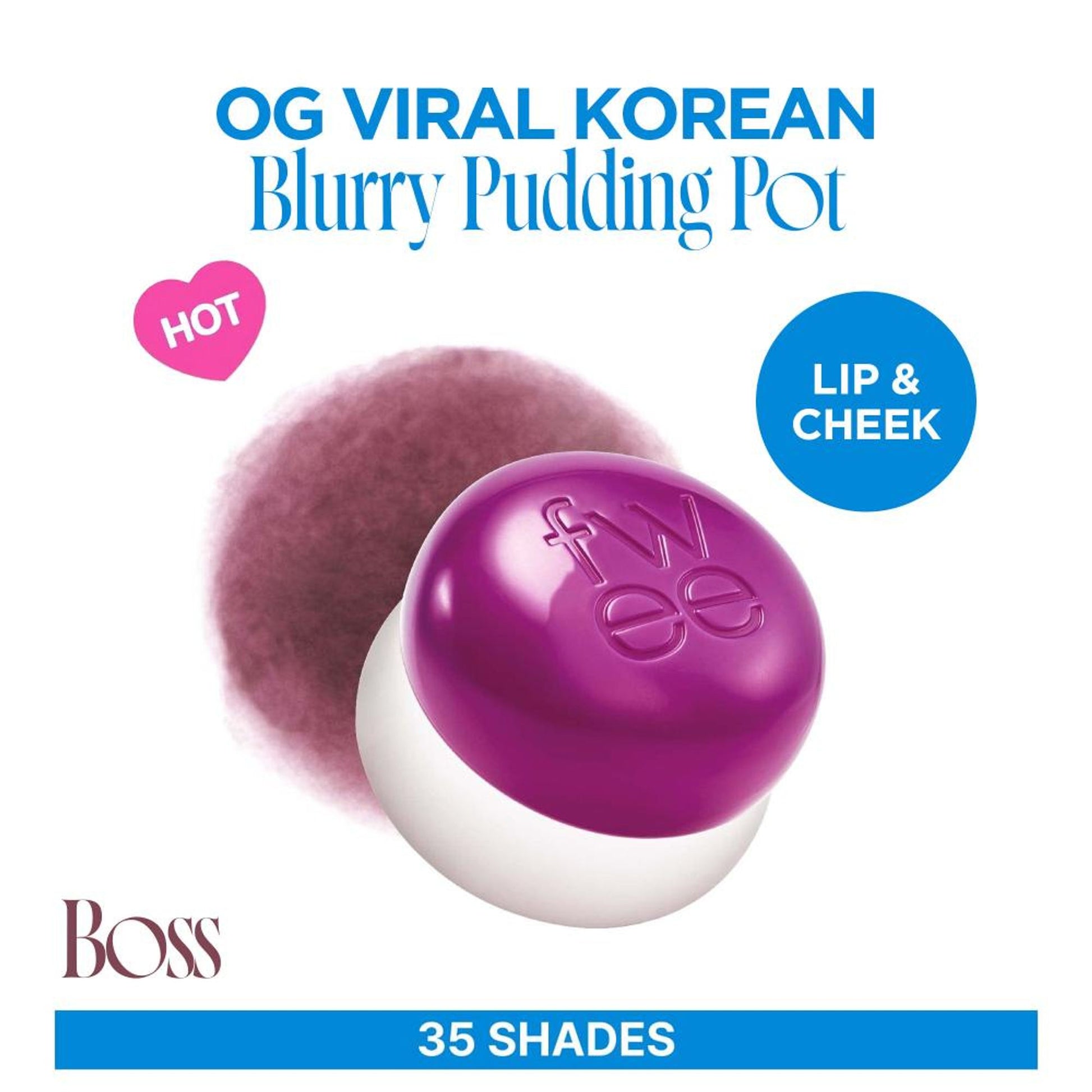 fwee Lip&Cheek Blurry Pudding Pot - Viral Korean Airbrushed Lip & Cheek Tint - Boss