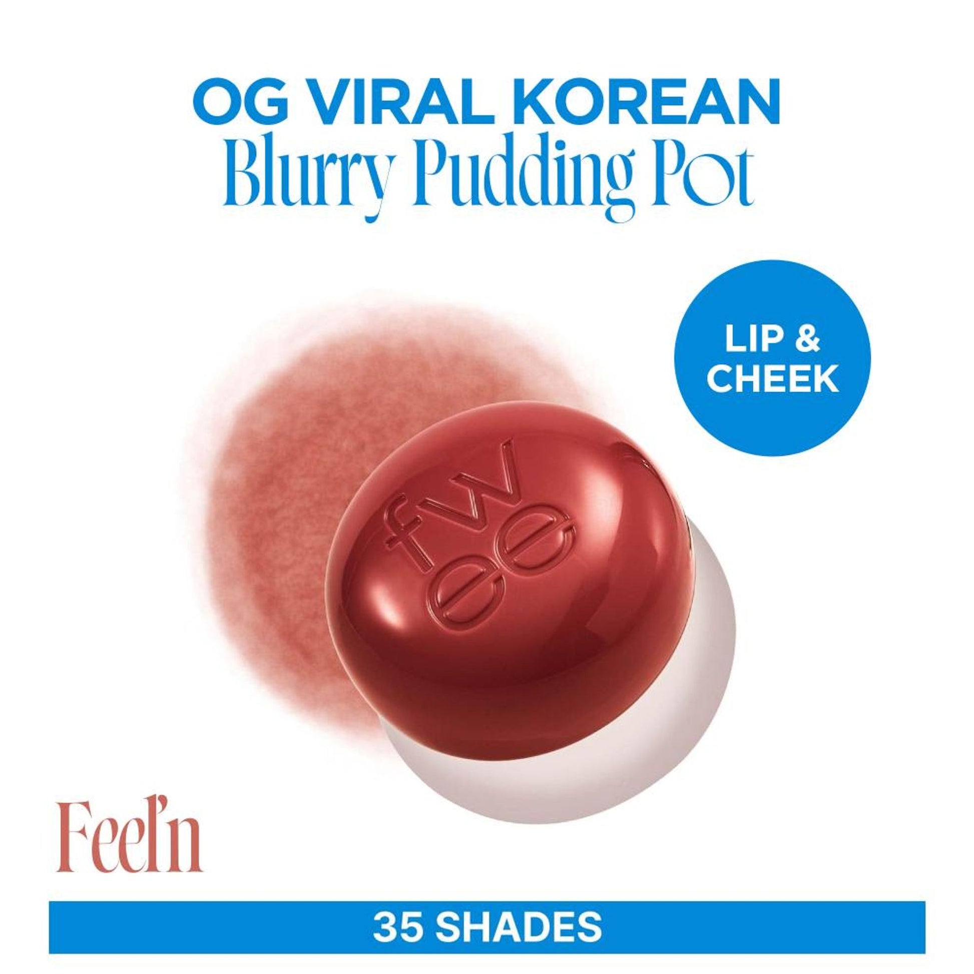 fwee Lip&Cheek Blurry Pudding Pot - Viral Korean Airbrushed Lip & Cheek Tint - Feel'n