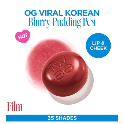 fwee Lip&Cheek Blurry Pudding Pot - Viral Korean Airbrushed Lip & Cheek Tint - Film