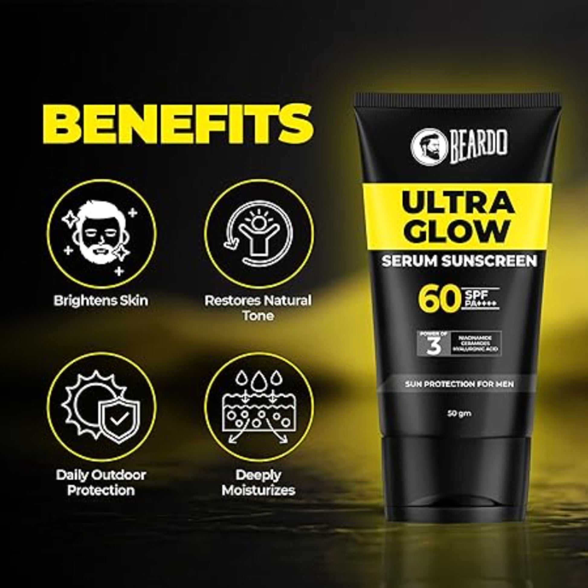 Beardo Ultra Glow Serum Sunscreen with SPF 60 PA++++
