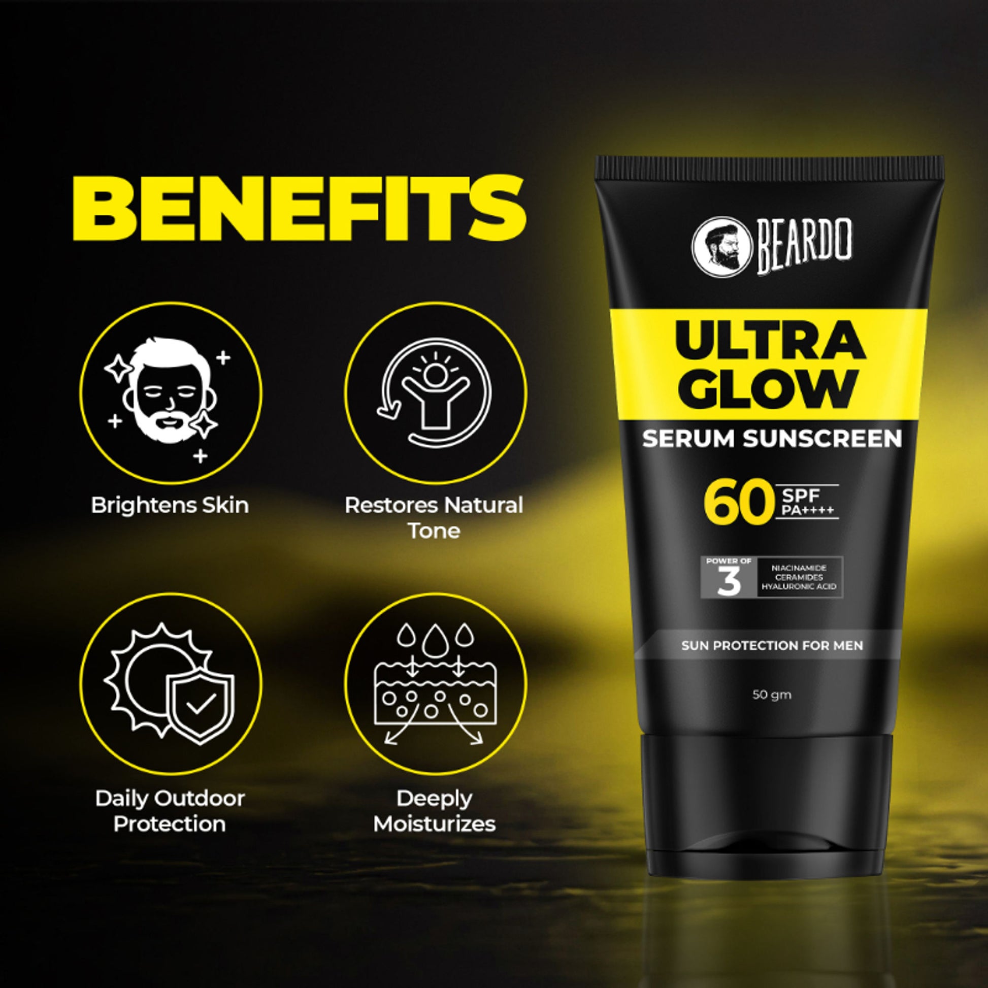 Beardo Ultra Glow Serum Sunscreen with SPF 60 PA++++
