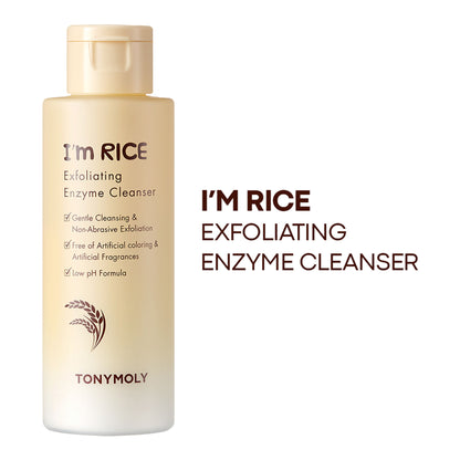 TONYMOLY Korean I’m Rice Exfoliating Enzyme Cleanser Rice Powder Face Wash for Smooth Radiant Skin