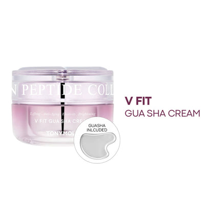 TONYMOLY Korean Collagen Peptide VFit Gua Sha Cream,Anti-Aging Face Cream with Built-In Gua Sha Tool