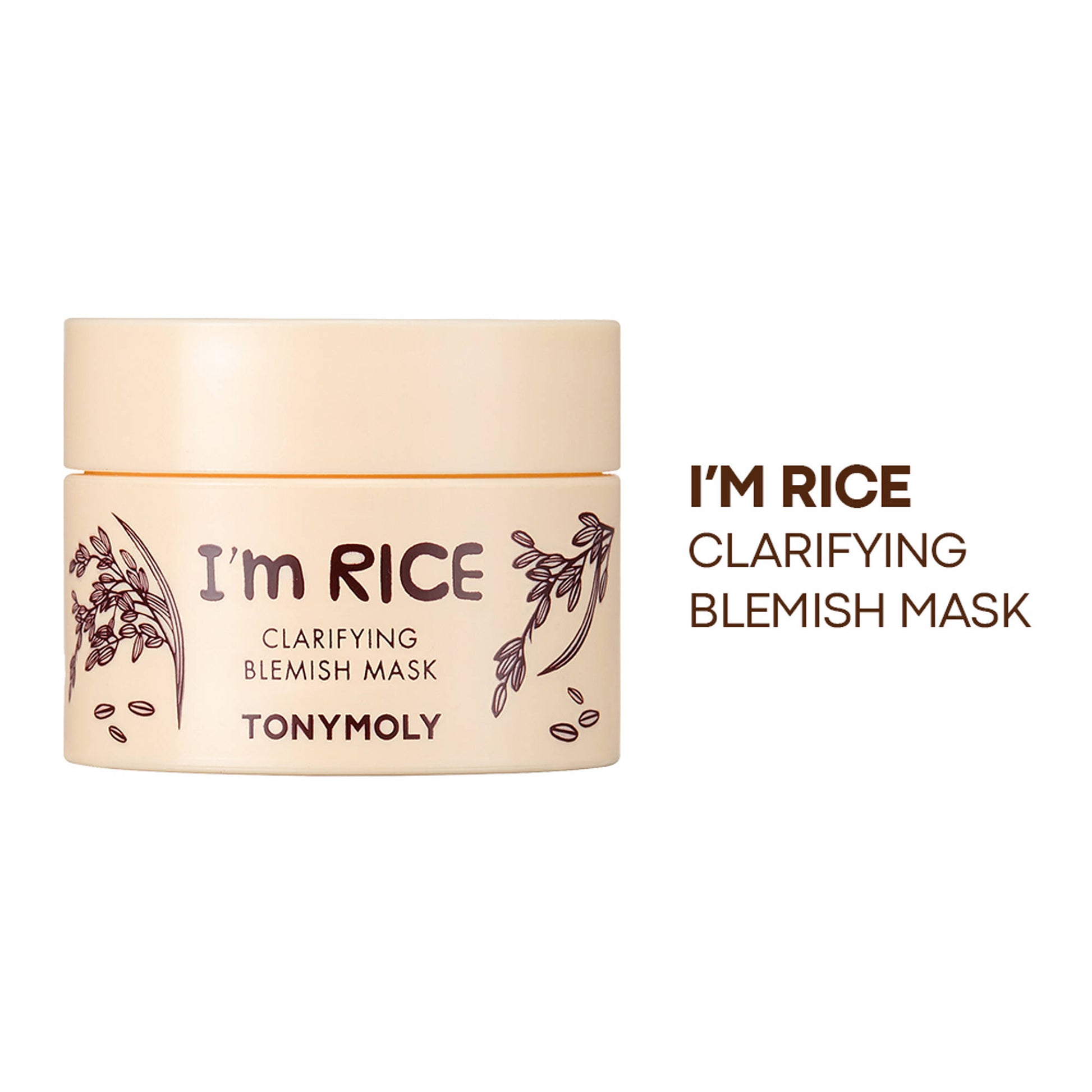 TONYMOLY Korean I'm Rice Clarifying Blemish Clay Mask, Reduces Redness & Soothes Irritated Skin