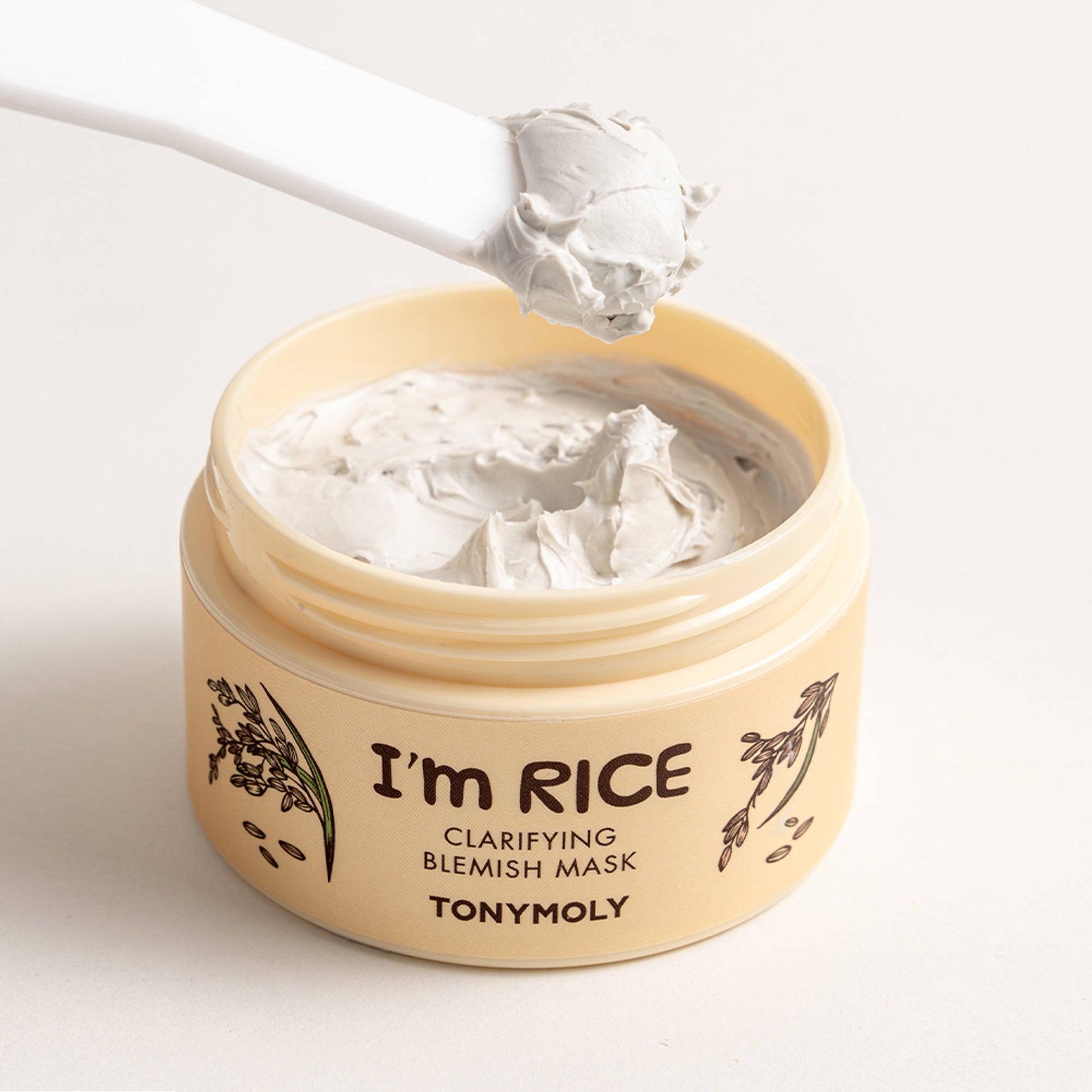 TONYMOLY Korean I'm Rice Clarifying Blemish Clay Mask, Reduces Redness & Soothes Irritated Skin
