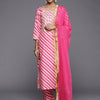 Indyancart VA Women'sLeheriya Printed Gotta Patti Kurta with Trousers & Dupatta
