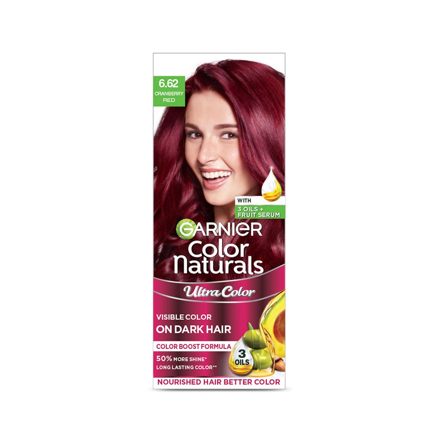 Garnier Hair Colouring Creme,Long-lasting,Smoothness & Shine,Color Naturals - Cranberry Red