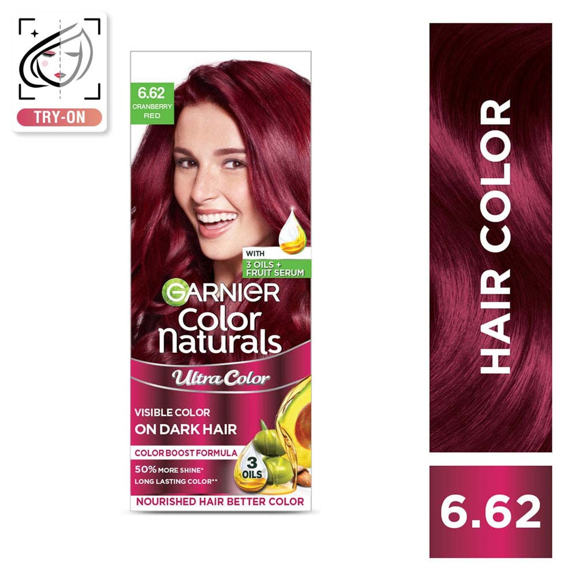 Garnier Hair Colouring Creme,Long-lasting,Smoothness & Shine,Color Naturals - Cranberry Red