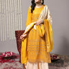 Indyancart VA Women'sEthnic Motifs Embroidered Sequinned Detail Straight Kurta & Sharara With Dupatta