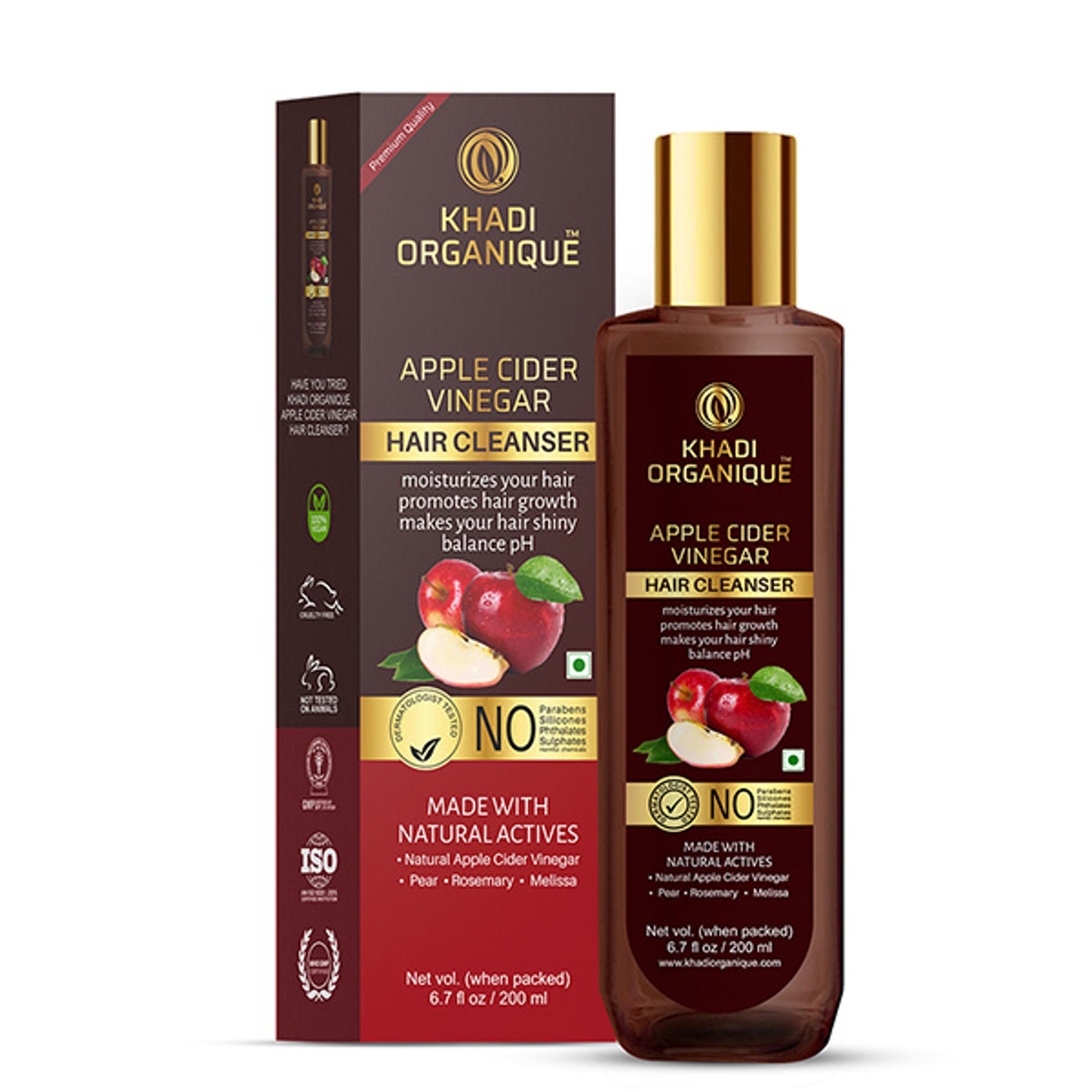 Khadi Organique Apple Cider Vinegar Hair Shampoo, Sls & Paraben Free, Reduces Hair Fall