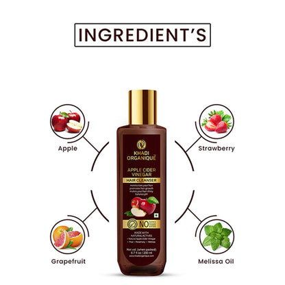 Khadi Organique Apple Cider Vinegar Hair Shampoo, Sls & Paraben Free, Reduces Hair Fall