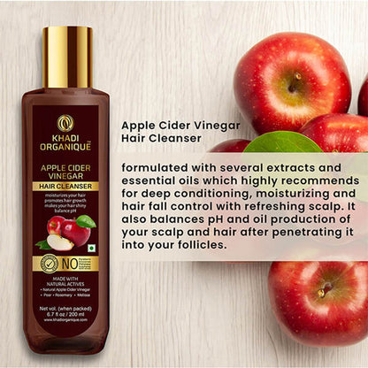 Khadi Organique Apple Cider Vinegar Hair Shampoo, Sls & Paraben Free, Reduces Hair Fall
