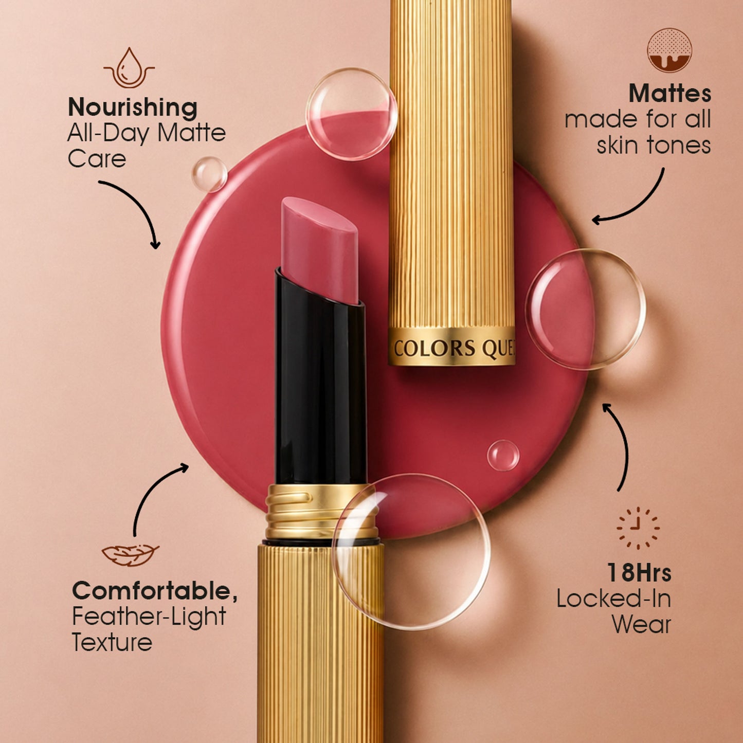 Colors Queen Hold Up Full Day Non Transfer Lipstick - Baby Nude