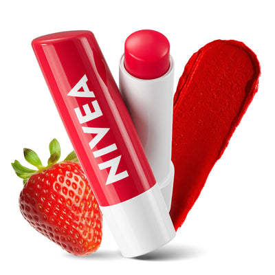 NIVEA Tinted Lip Balm With Natural Oils & 24H Melt-In Moisture Cherry Shine - Fruity Strawberry Shine