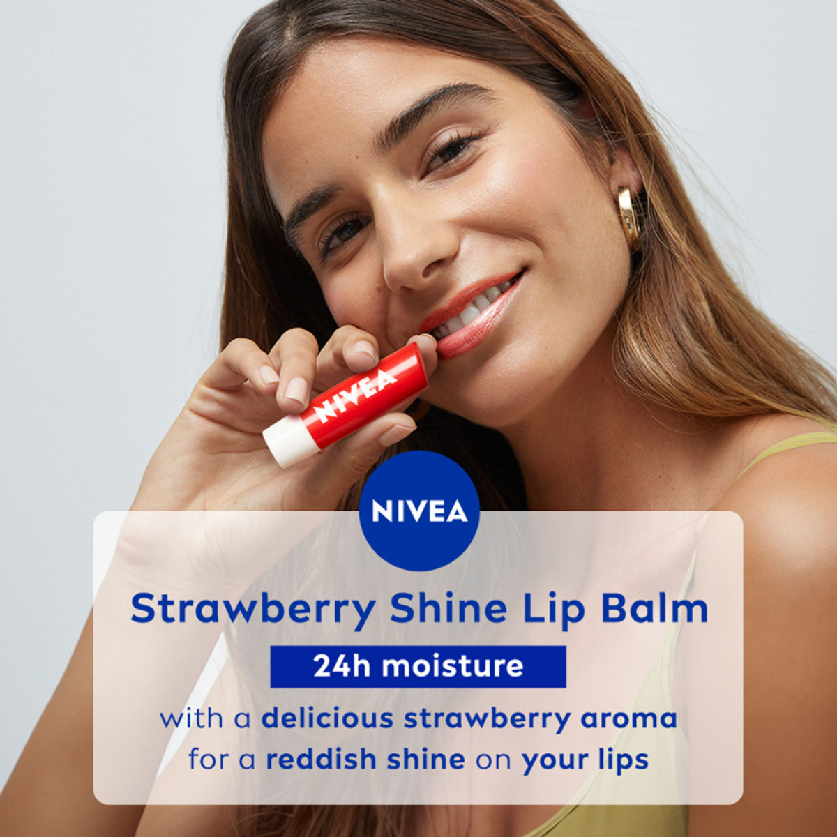 NIVEA Tinted Lip Balm With Natural Oils & 24H Melt-In Moisture Cherry Shine - Fruity Strawberry Shine