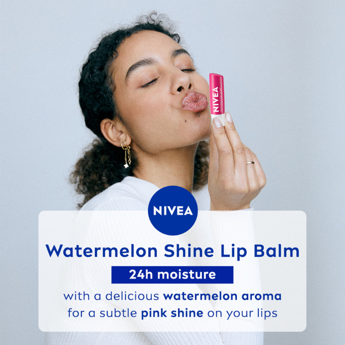 NIVEA Tinted Lip Balm With Natural Oils & 24H Melt-In Moisture Cherry Shine - Fruity Watermelon Shine