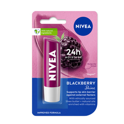 NIVEA Tinted Lip Balm With Natural Oils & 24H Melt-In Moisture Cherry Shine - Fruity Berry Shine