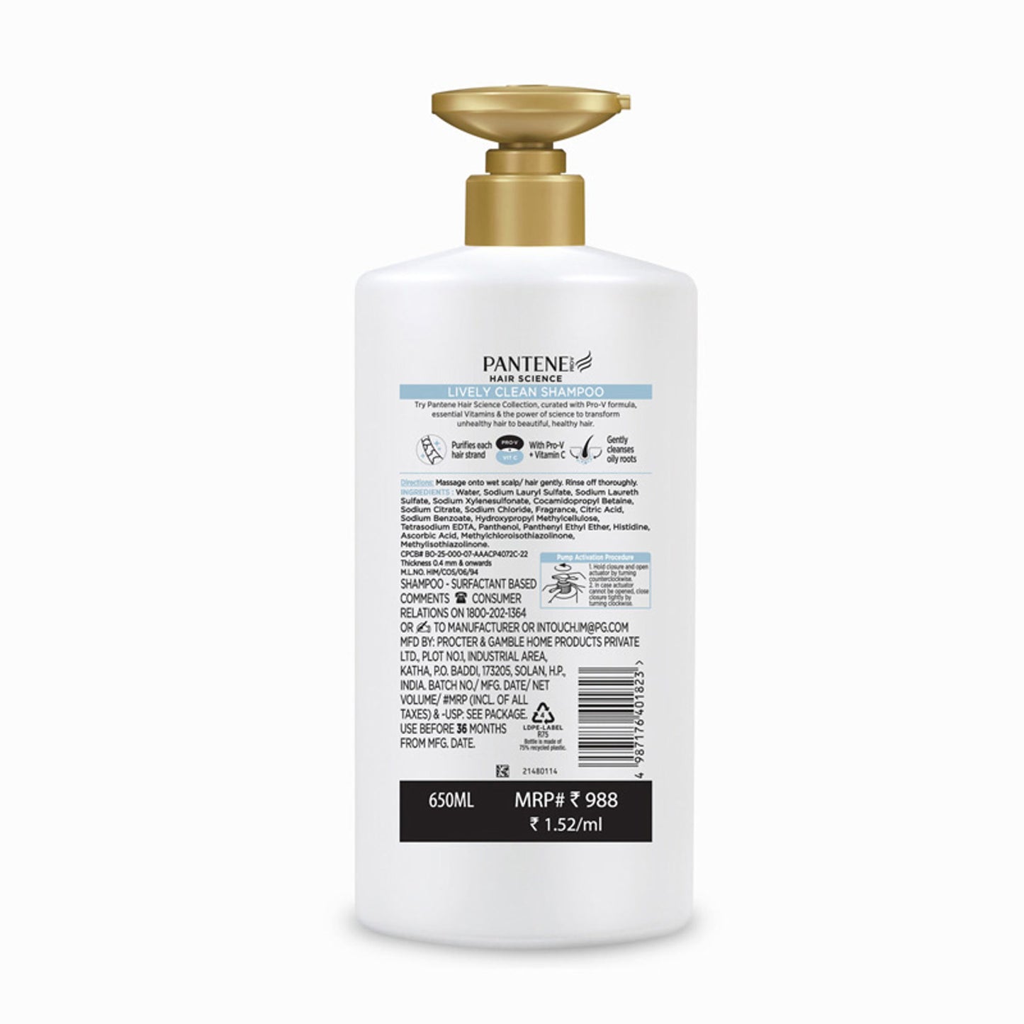 Pantene Advanced Hair Care Solution Lively Clean Shampoo