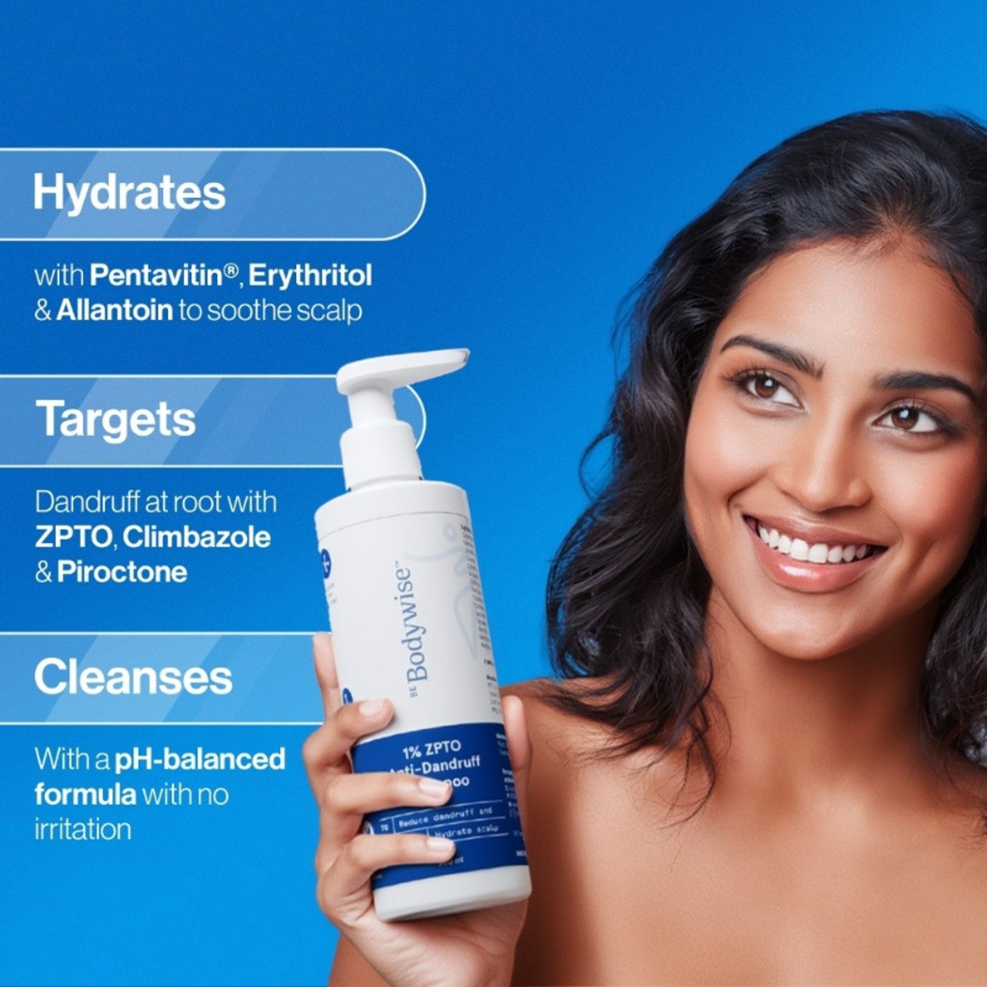 Be Bodywise ZPTO Anti Dandruff Shampoo - Reduces Dandruff, Flaking & Deeply Hydrates Scalp