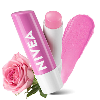 NIVEA Tinted Lip Balm With Natural Oils & 24H Melt-In Moisture Cherry Shine - Soft Rose