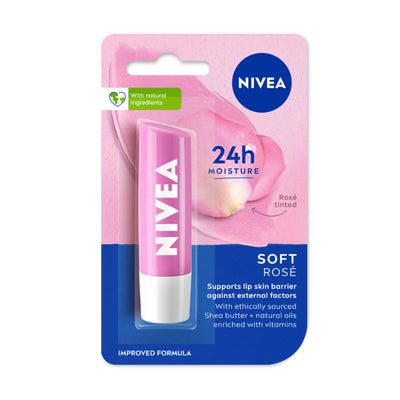 NIVEA Tinted Lip Balm With Natural Oils & 24H Melt-In Moisture Cherry Shine - Soft Rose