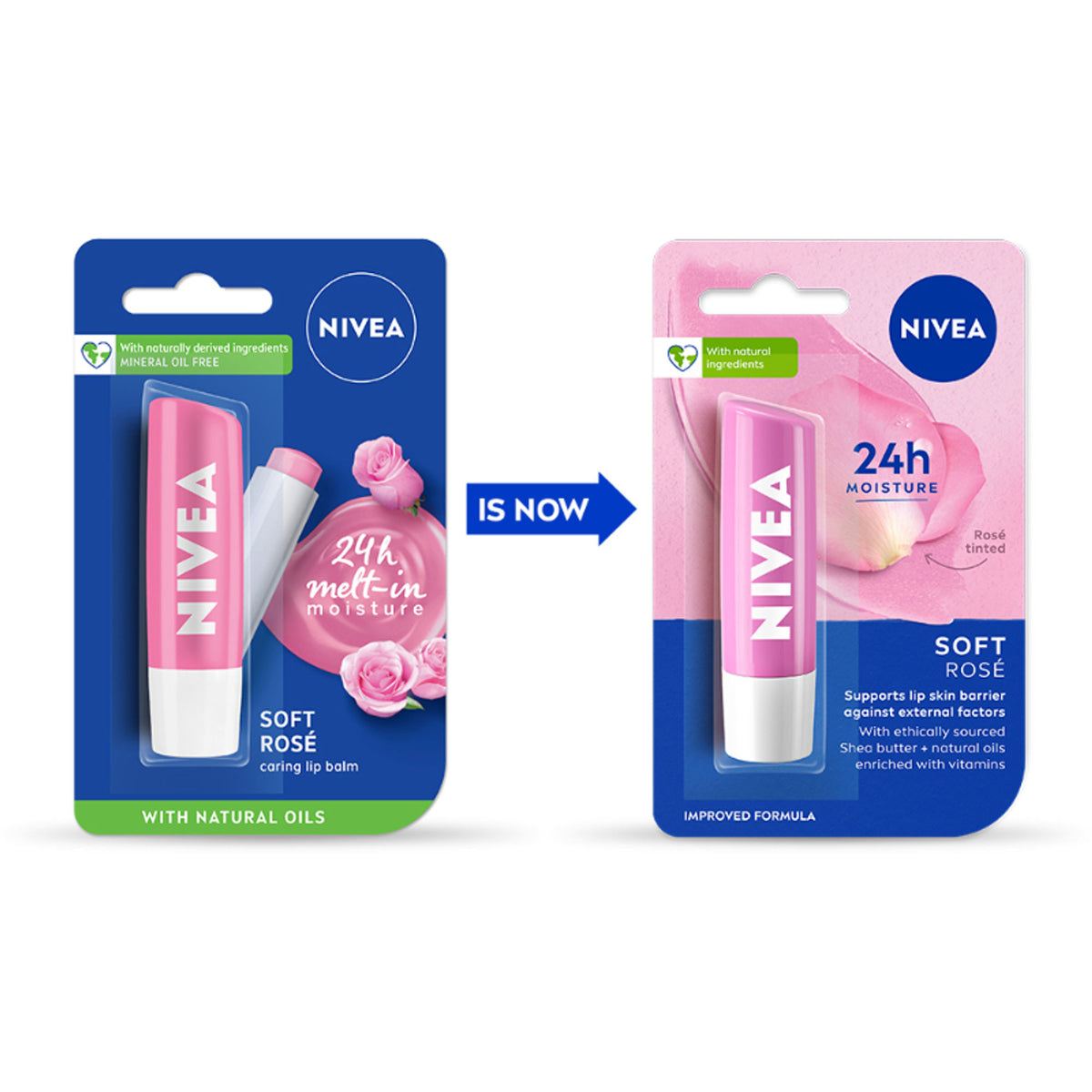 NIVEA Tinted Lip Balm With Natural Oils & 24H Melt-In Moisture Cherry Shine - Soft Rose