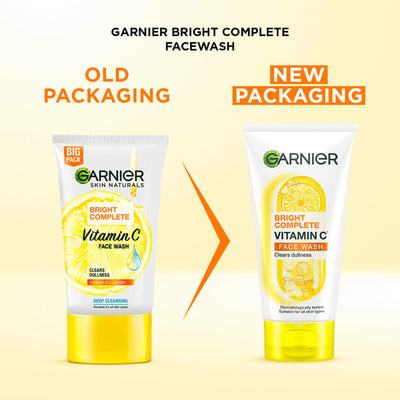Garnier Vitamin C Gel Face Wash for Brighter Skin Gently Cleanses Skin & Removes impurities