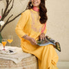 Dhiyona IE Floral Embroidered Mirror Work Pure Cotton A-Line Kurta With Trousers & Dupatta