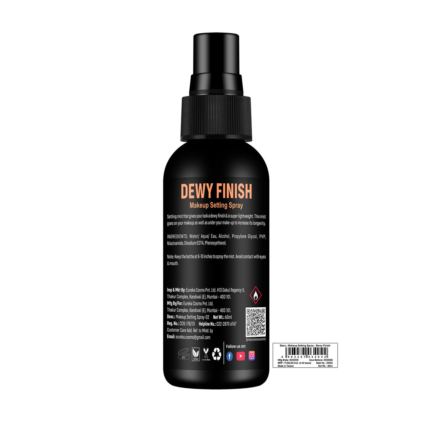 Miss Claire Fixing Spray For Makeup Dewy Finish